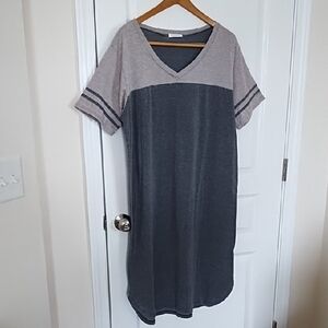 2 Ekouaer Night Shirts Men's Size Medium Big &Tall Henley Short Sleeve Gray